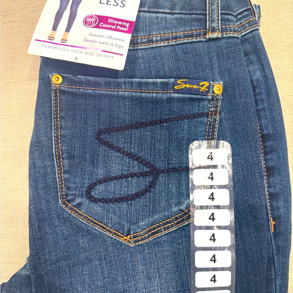 NWT Seven TummyLess High Rise Skinny Jeans Dark Wash Size 4 - Picture 5 of 10